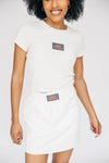 The Hayden High Waisted Skort War Eagle Woven Label | Bone