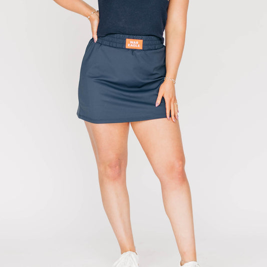The Hayden High Waisted Skort War Eagle Woven Label | Navy
