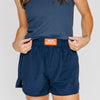The Liz Nylon Shorts War Eagle Woven Label | Navy