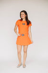 The Savannah Sporty Skort War Eagle Woven Label | Orange
