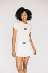 The Savannah Sporty Skort War Eagle Woven Label | Bone