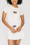 The Savannah Sporty Skort War Eagle Woven Label | Bone