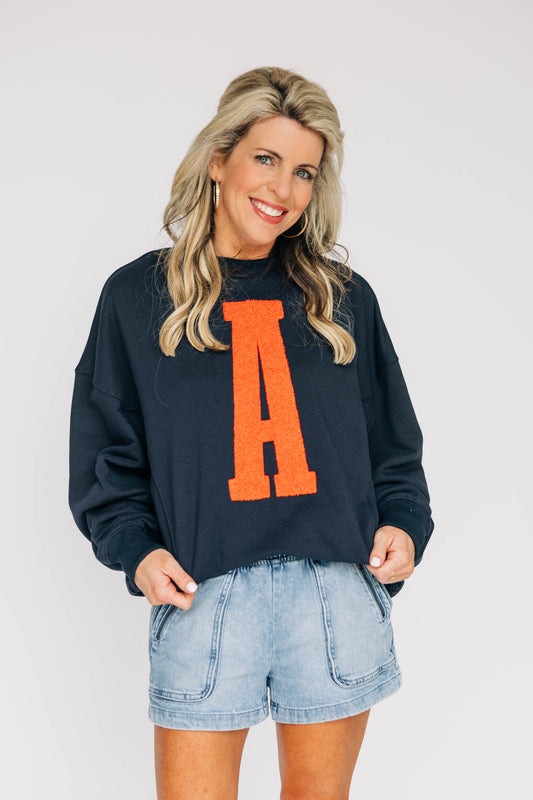 The Molly Cozy Crew Auburn | Navy