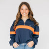 The Heather Half Zip Auburn | Navy