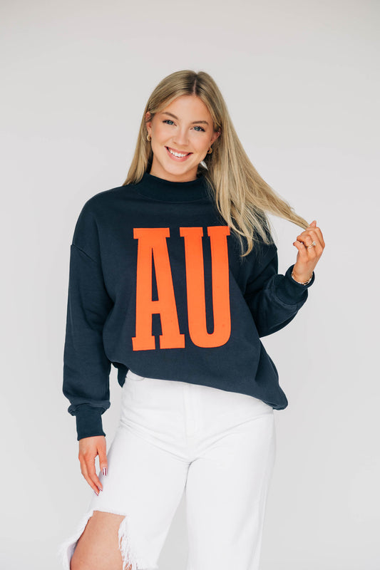 The Madi Varsity Mockneck AU Applique | Navy