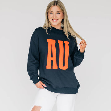 The Madi Varsity Mockneck AU Applique | Navy