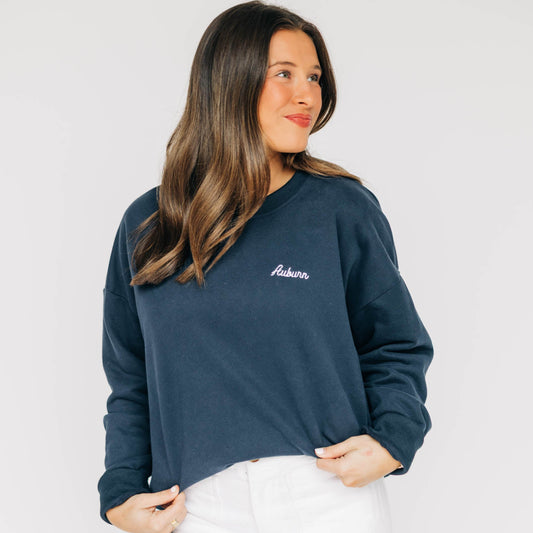 The Brooke Solid Crewneck Auburn | Navy