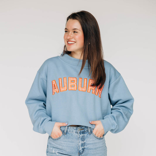 The Mallory Mockneck Auburn Gingham | Denim
