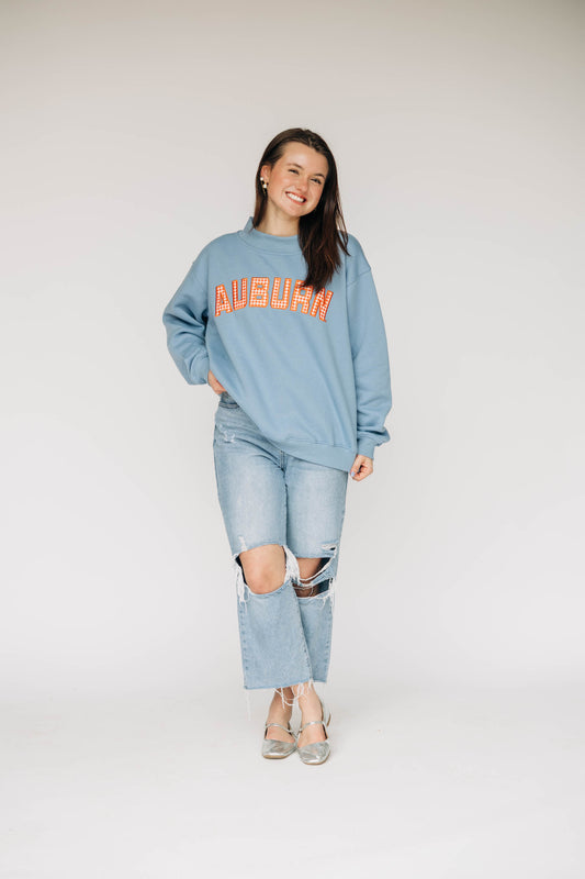 The Mallory Mockneck Auburn Gingham | Denim
