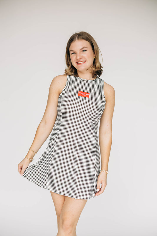 The Grace Gingham Dress Wreck 'Em Tech Woven Label | Black Gingham