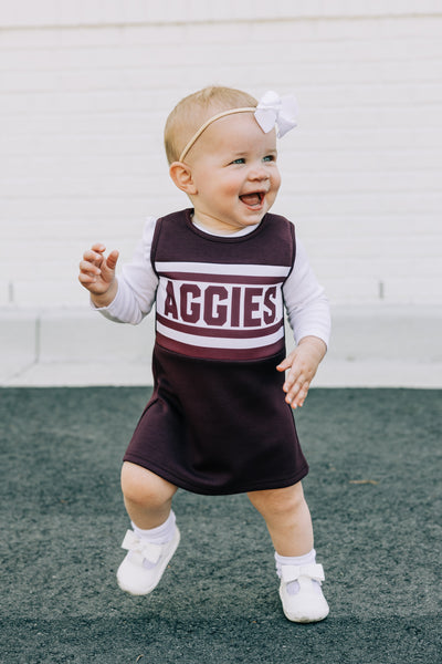 The Texas A&M | Deep Maroon Striped Cheer Dress