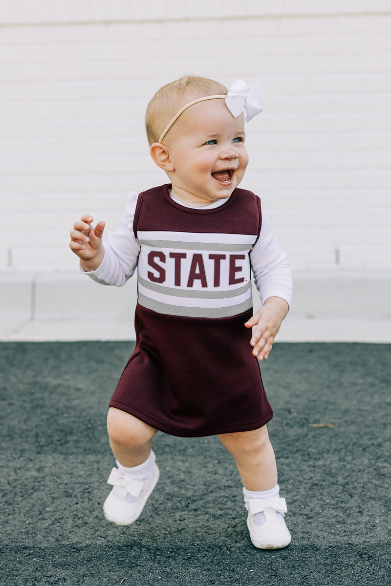 The Mississippi State University | Maroon Striped Cheer Dress