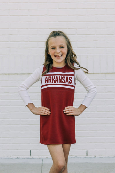 The University of Arkansas | Deep Red Striped Cheer Dress