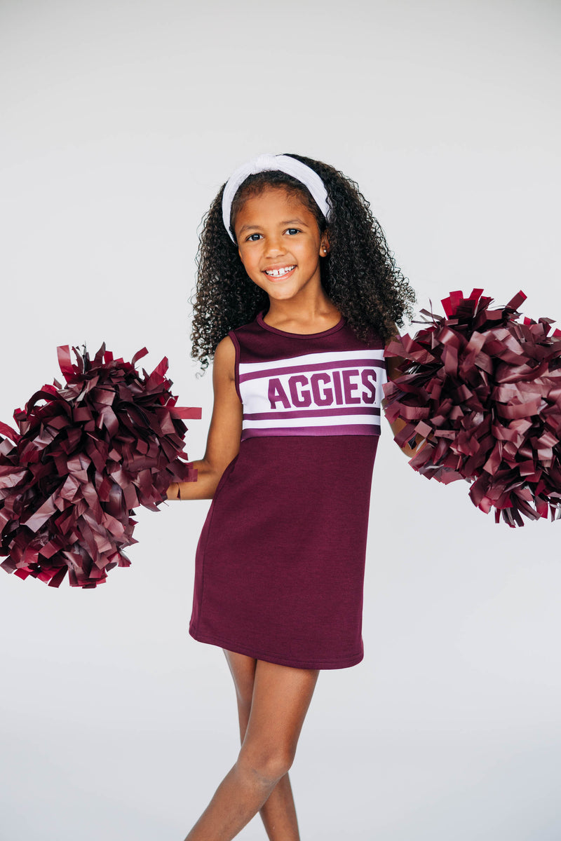The Texas A&M | Deep Maroon Striped Cheer Dress