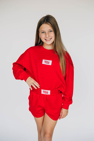 The Youth Red Ava Airy Shorts | Roll Tide Woven Label