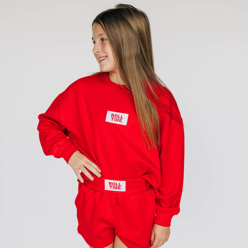 The Youth Red Ava Airy Shorts | Roll Tide Woven Label