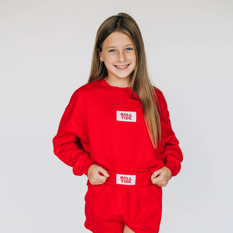The Youth Red Ava Airy Crewneck | Roll Tide Woven Label
