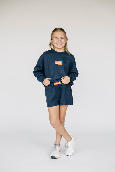The Youth Crimson Ava Airy Crewneck | Woo Pig Sooie Woven Label