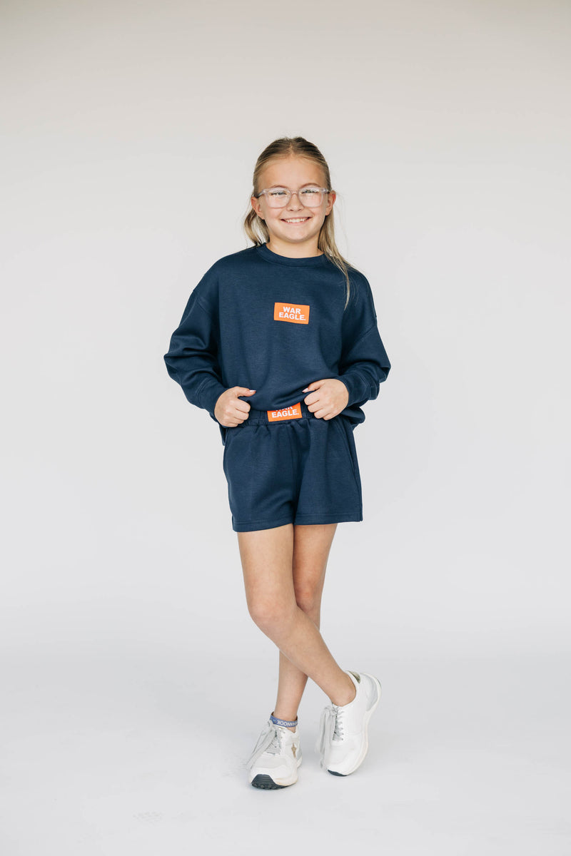 The Youth Crimson Ava Airy Crewneck | Woo Pig Sooie Woven Label