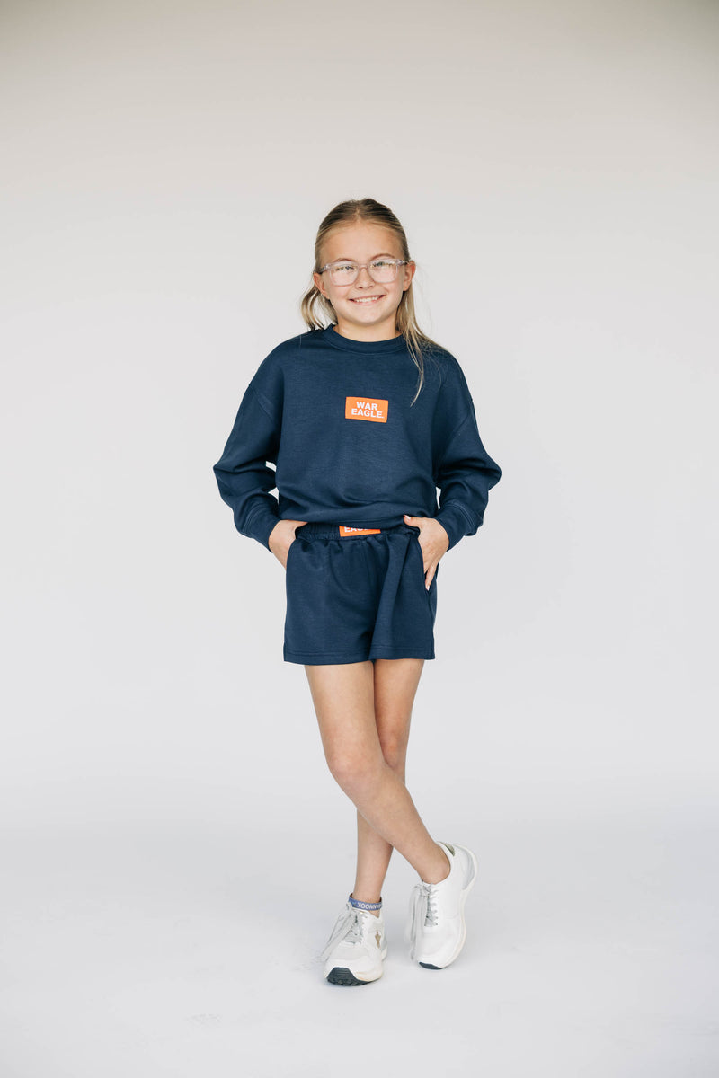 The Youth Navy Ava Airy Shorts | War Eagle Woven Label