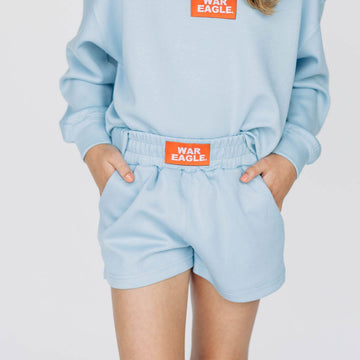The Ava Airy Shorts War Eagle Woven Label | Youth Light Blue