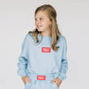 The Ava Airy Crewneck Hotty Toddy Woven Label | Youth Light Blue