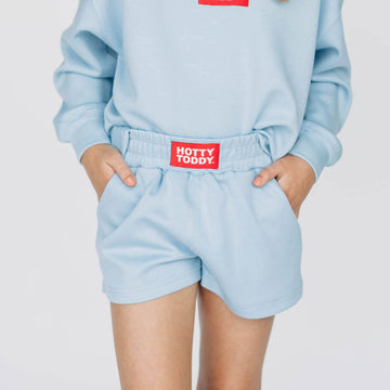 The Ava Airy Shorts Hotty Toddy Woven Label | Youth Light Blue
