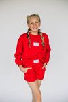 The Ava Airy Crewneck Hotty Toddy Woven Label | Youth Bright Red