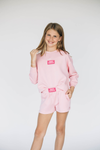 The Ava Airy Crewneck War Eagle Woven Label | Youth Light Pink