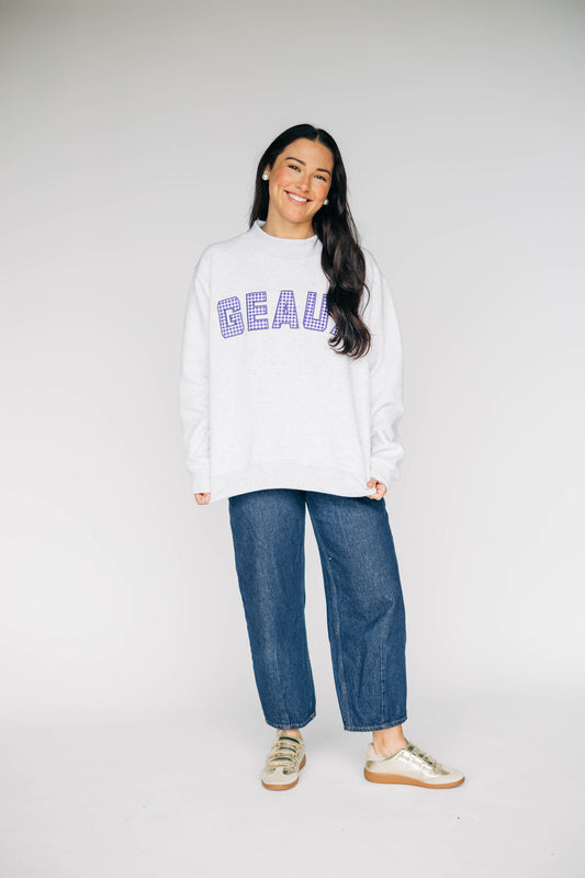 The Mallory Mockneck LSU Gingham | Ash