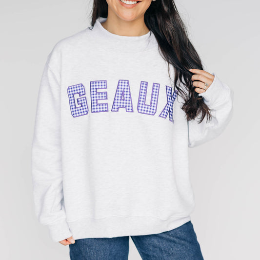 The Mallory Mockneck LSU Gingham | Ash