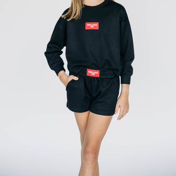 The Ava Airy Shorts Wolves Up Woven Label | Youth Black