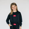 The Ava Airy Crewneck Go Dawgs Woven Label | Youth Black