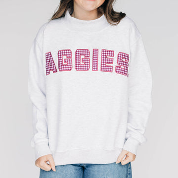 The Mallory Mockneck Texas A&M Gingham | Ash