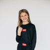 The Ava Airy Crewneck Wolves Up Woven Label | Youth Black