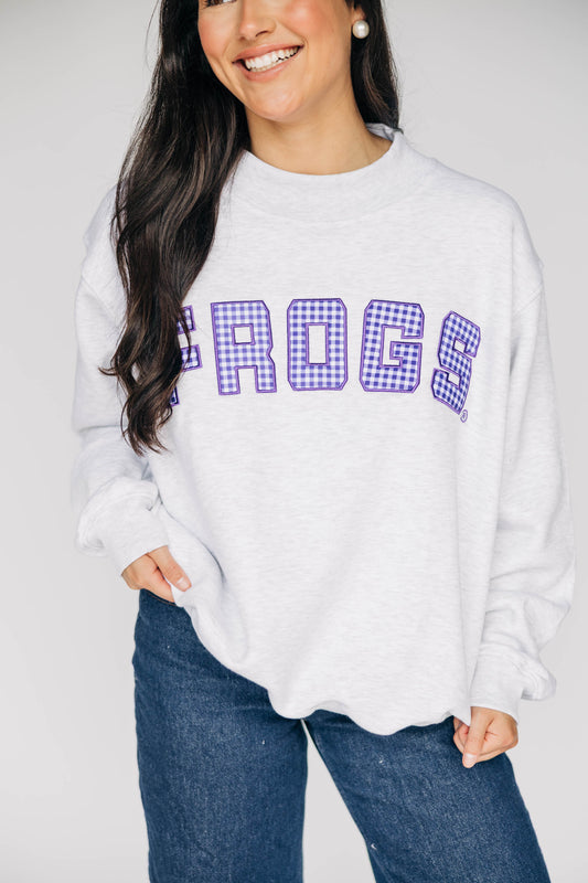 The Mallory Mockneck TCU Gingham | Ash