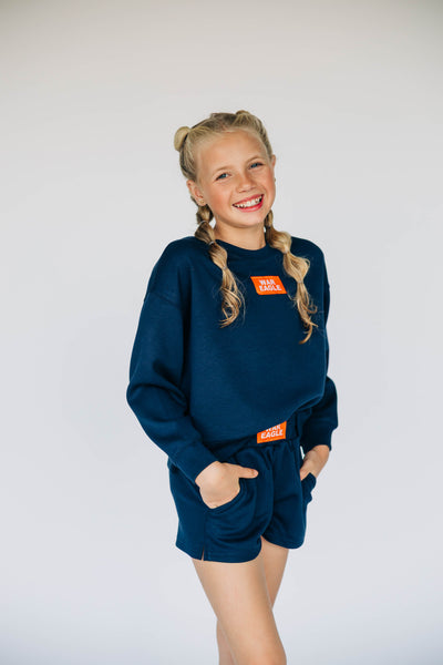 The Youth Navy Ava Airy Shorts | War Eagle Woven Label