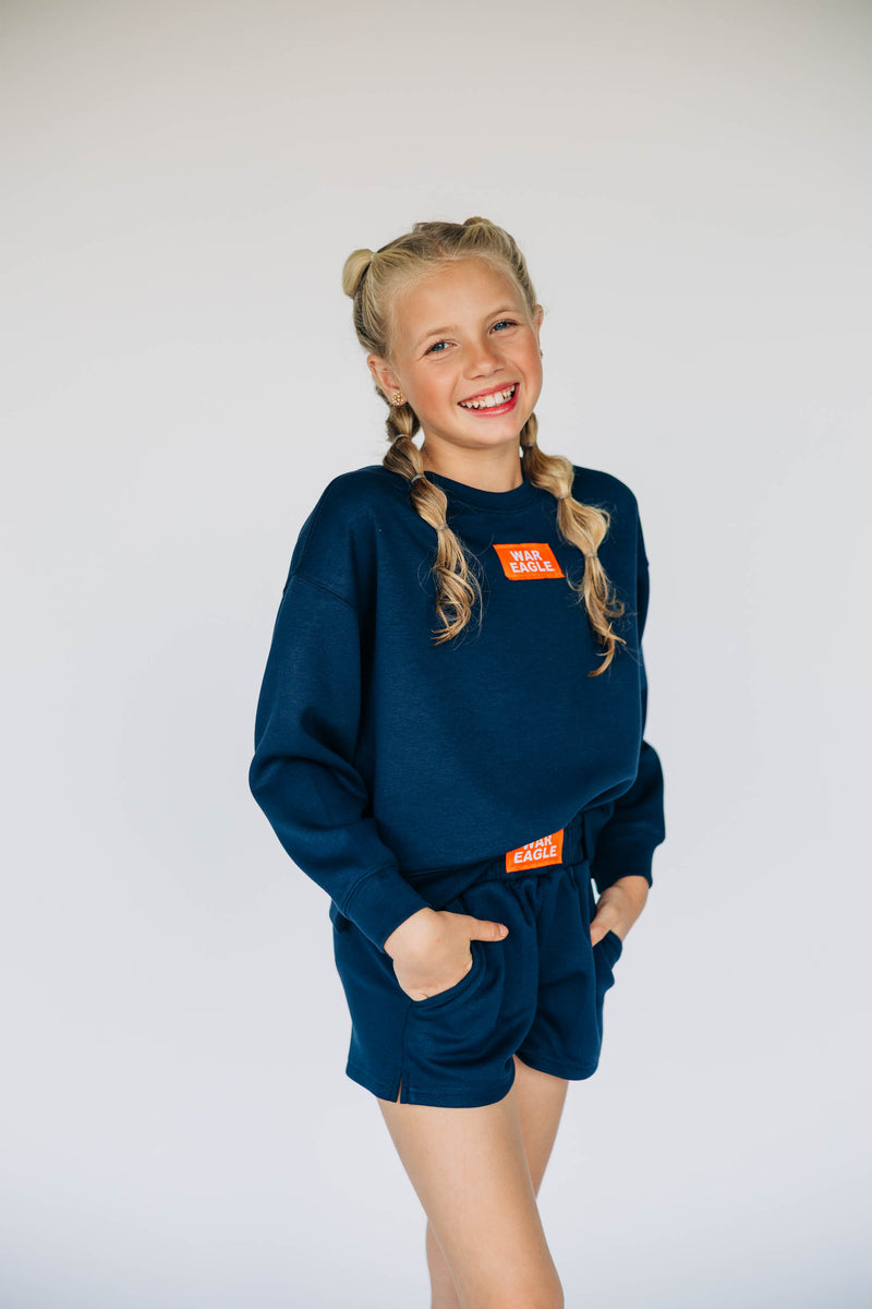 The Youth Navy Ava Airy Shorts | War Eagle Woven Label