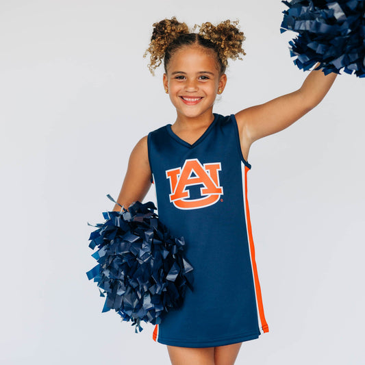 The Auburn University | Navy Power Stripe V-Neck Cheer Dress *LOGO MISPRINT*
