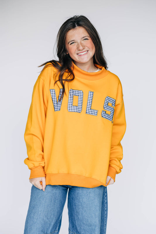 The Mallory Mockneck Tennessee Gingham | Bright Orange