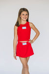 The Alli Tennis Skort Hotty Toddy Woven Label | Youth Bright Red