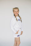 The Becca Boxy Crewneck Hotty Toddy Woven Label | Youth Ash