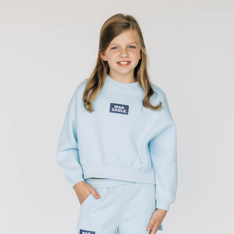 The YOUTH Light Blue Becca Crewneck  | War Eagle Woven Label