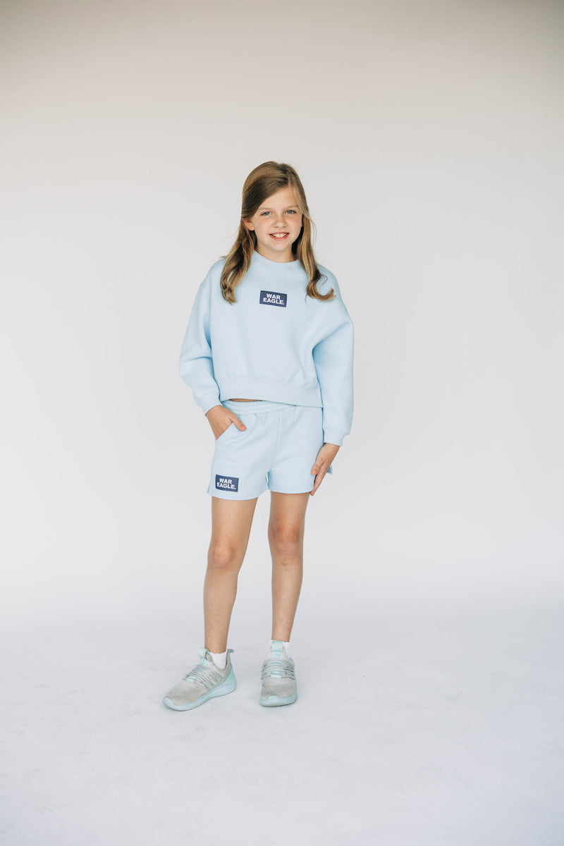 The YOUTH Light Blue Becca Crewneck  | War Eagle Woven Label