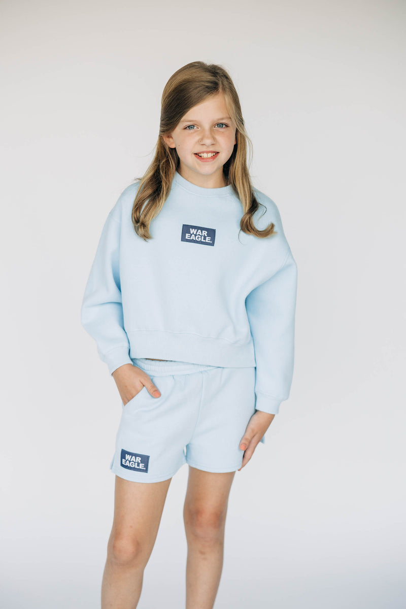 The YOUTH Light Blue Becca Crewneck  | War Eagle Woven Label