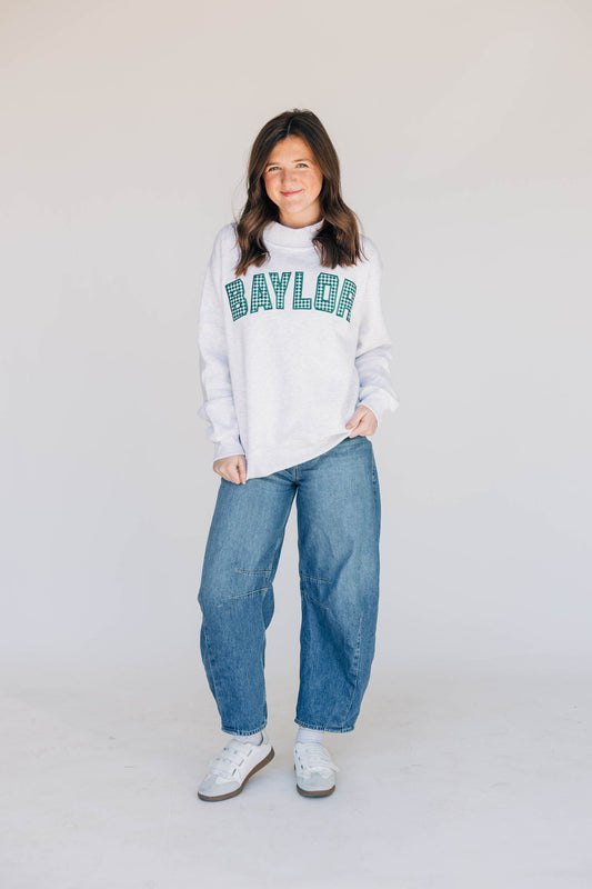 The Mallory Mockneck Baylor Gingham | Ash