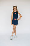 The Alli Tennis Skort Hotty Toddy Woven Label | Youth Navy