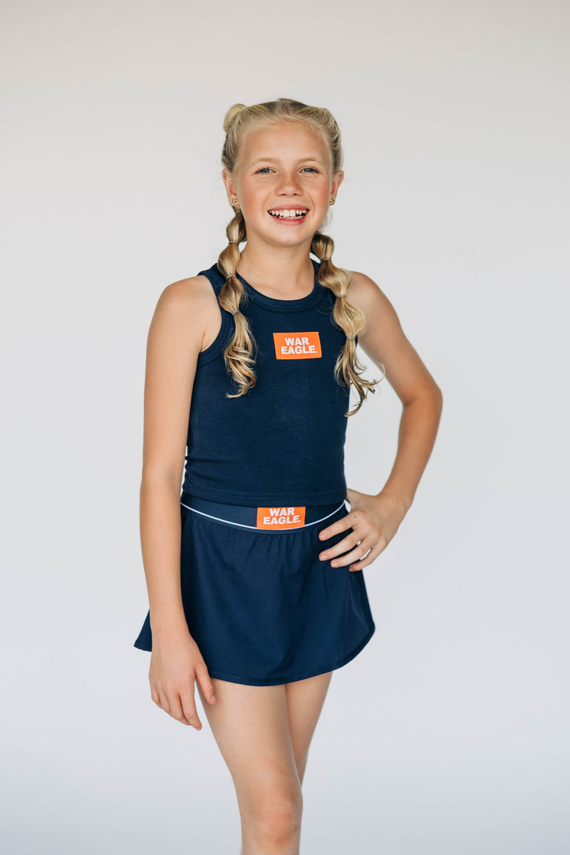 The Youth Navy Alli Airy Tank | War Eagle Woven Label