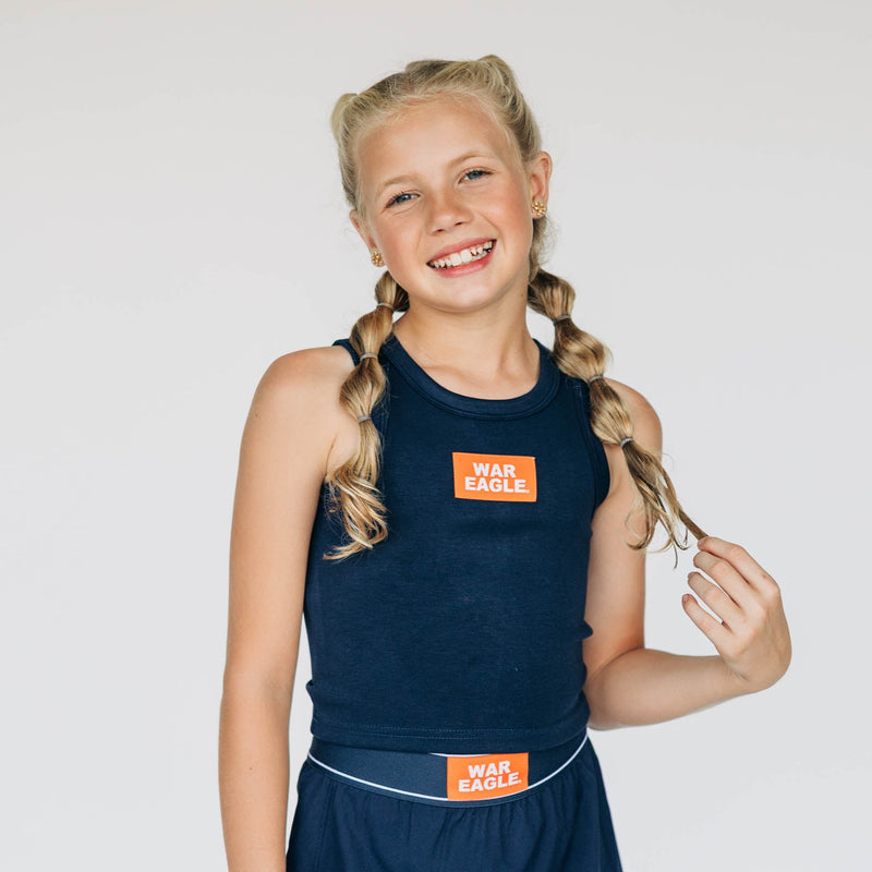The Youth Navy Alli Airy Tank | War Eagle Woven Label