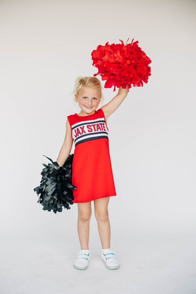 The Jacksonville State University | Bright Red Stripe Cheer Dress